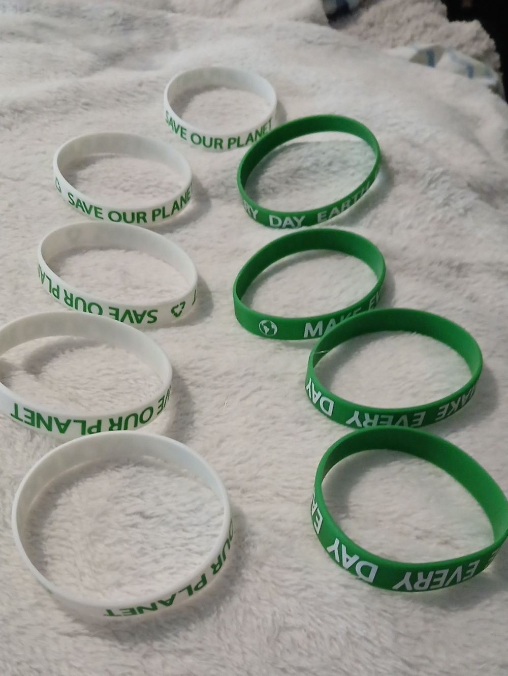 Eco Message Silicone Wristbands - Green & White | Unbranded